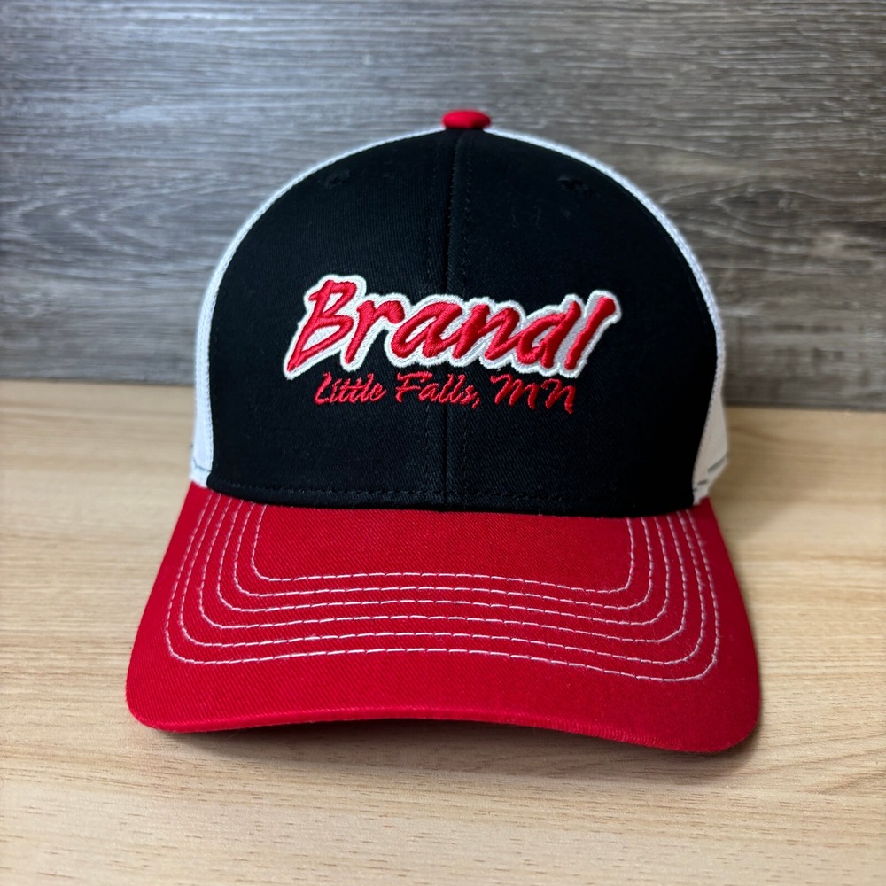 Brandl Hat Cap Snap Back Black Red Little Falls Minnesota Outdoors Adjustable